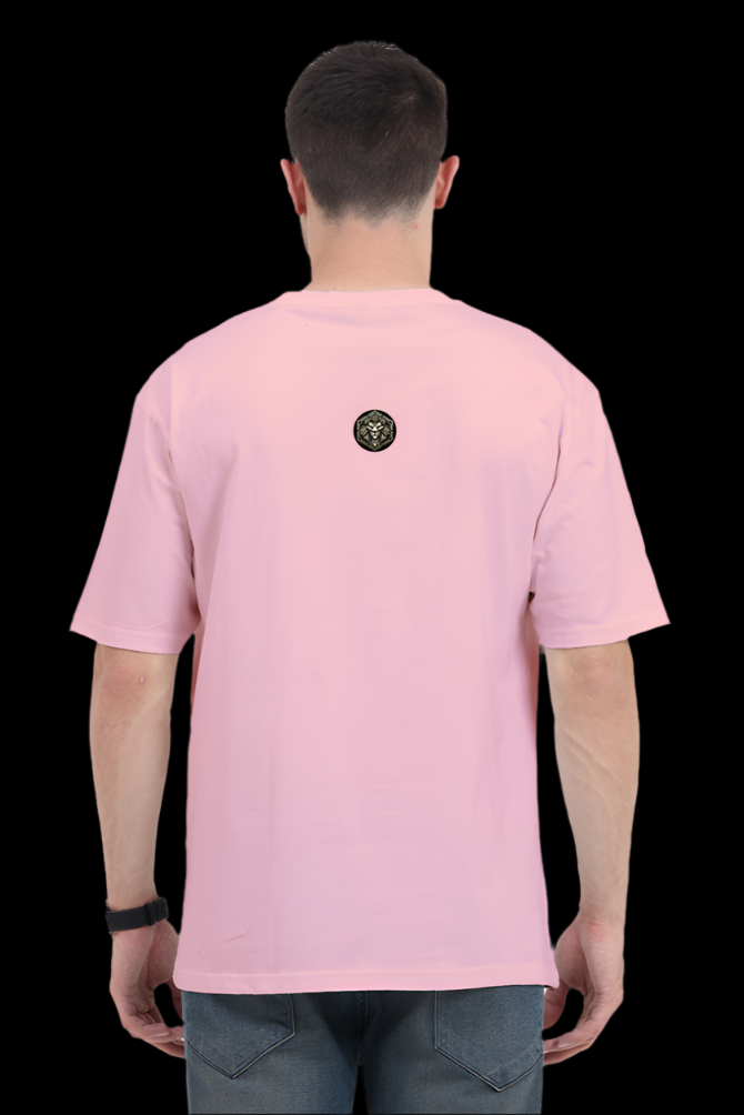 ViNK CEO Edition I am the chaos unisex oversize tshirt in light baby pink, featuring the minimalistic yet powerful Alpha Club logo on 240 GSM cotton—a customised printed t-shirt designed to signal quiet dominance and bold identity for the modern-day alphas