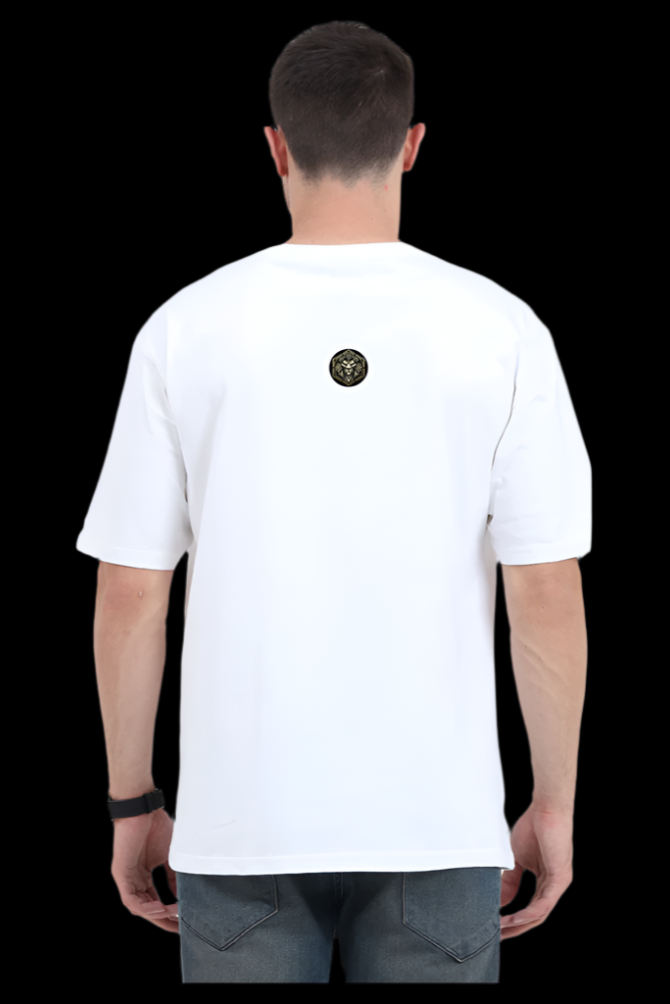 ViNK CEO Edition I am the chaos unisex oversize tshirt in white, featuring the minimalistic yet powerful Alpha Club logo on 240 GSM cotton—a customised printed t-shirt designed to signal quiet dominance and bold identity for the modern-day alphas