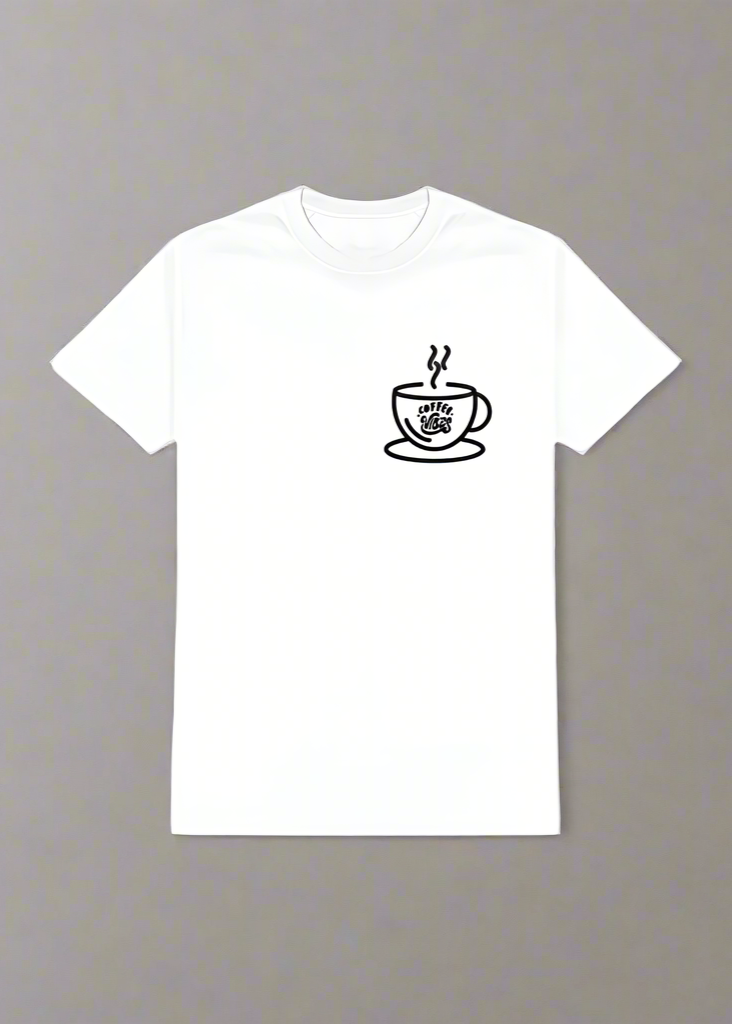 ViNK Coffee Lovers Crewneck white unisex shirt - Front View featuring your daily coffee ritual