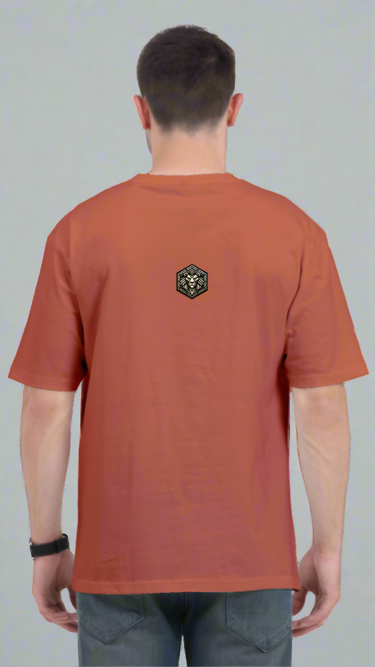 ViNK Yellove Army coral Unisex T-Shirt, model in a back view wearing the a alpha club logo