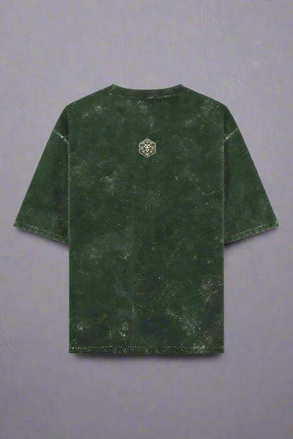 ViNK "Bear Acid Washed Oversize T-shirt in Bottle Green featuring the bold ‘Alpha Club’ insignia on the back— a minimalistic yet powerful mark of the modern-day alpha who lead with quiet confidence and never retreat.