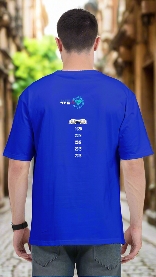 ViNK Mumbai The City Of Dreams Bleed Blue Fans Unisex Royal Blue T-Shirt, model in a back view