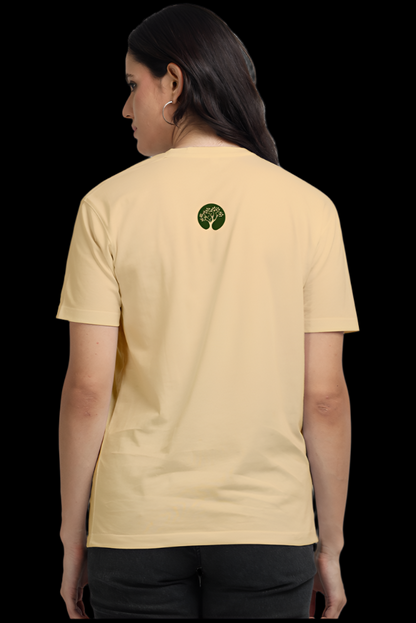 Back design of the ViNK “My Family, My Place” supima cotton unisex t-shirt showcasing the Tree of Life — a timeless symbol of strength, unity, and generational roots — rendered without text to invite quiet reflection and personal interpretation.