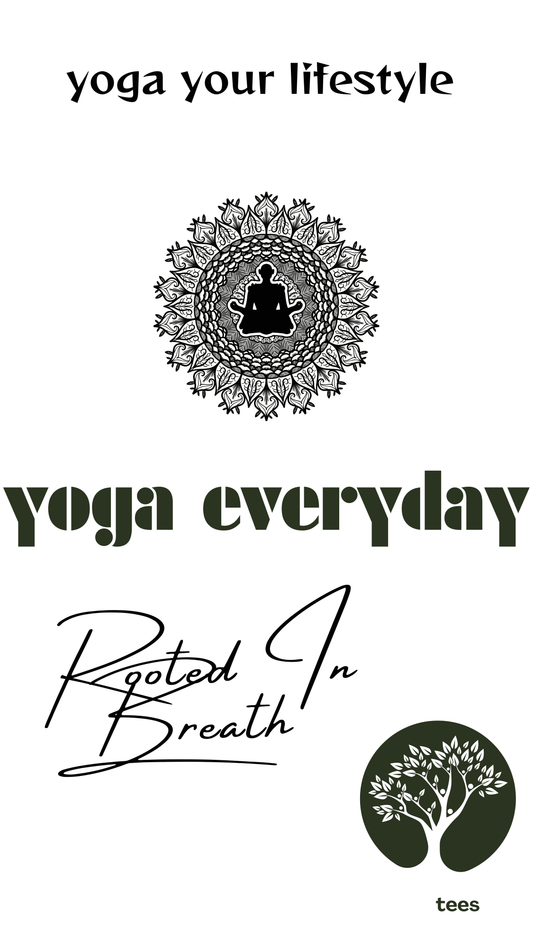 ViNK Supima cotton Yoga Everyday unisex white t-shirt, crafted for comfort and mindfulness. The front features a minimalistic mandala design encircling a meditative silhouette, symbolizing daily breath awareness and inner calm. The back showcases a detailed Tree of Life custom print, representing grounding, spiritual growth, and connection to nature. Designed with a centered aesthetic and available in sizes up to 5XL.