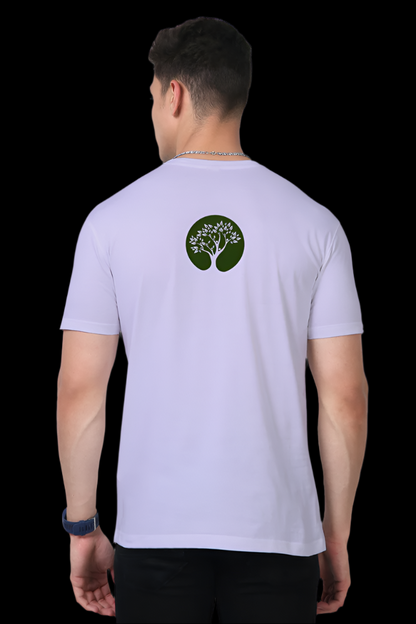 ViNK Supima cotton yoga everday unisex lavender t-shirt, back showcasing a detailed Tree of Life custom print, representing grounding, spiritual growth, and connection to nature. The design is centered and elegantly printed to complement the mindful lifestyle.